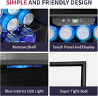 Beverage Refrigerator Cooler - 126 Can Mini Fridge with Glass Door for Soda Beer or Wine, Beverage Cooler for Home, Office, Bar with Adjustable Removable Shelves, Silver