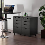 Halifax Storage Mobile Cabinets, 1 Door, 3 Drawers, 2 Wide Drawers, for Home Office, Black