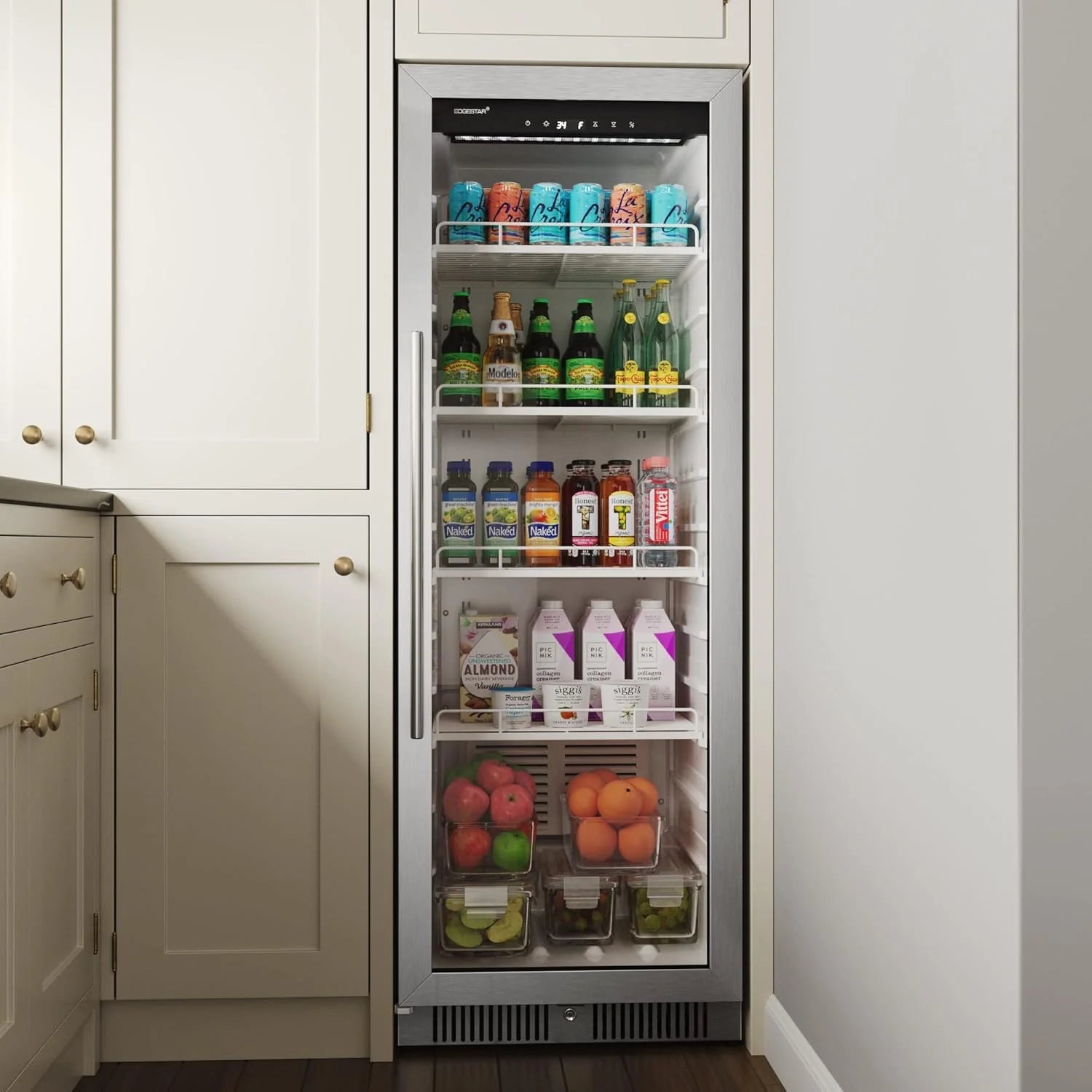 22" Wide 10.1 Cu. Ft. Commercial Beverage Merchandiser – Stainless Steel, Temp Alarm, Reversible Door
