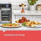 Air Fryer Toaster Oven Combo, 12 in 1 Countertop Convection Oven Cooks Food Fast, Fits a Whole Pizza or 6 Toast Slices, French Doors with Stainless Steel Finish.