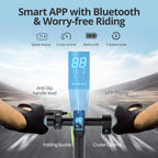 Electric Scooter - 8.5" Solid Tires, 350W Motor, Up to 19 MPH and 21-23 Miles Long-Range Portable Foldable Commuting Scooter for Adults with Double Braking System and App