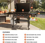 Iron-Forged 36" Omnivore Griddle – Premium Powder-Coated Steel with Reinforced Hood, Black Finish
