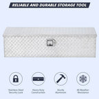 48 Inch Diamond Plate Truck Bed Tool Box with Shelf Silver