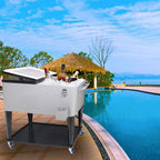 80 Quart Rolling Cooler Cart for Outdoor Patio Deck Party, Portable Party Bar Cold Drink Beverage Cart