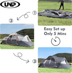 Camping Tent 10-Person-Family Tents, Parties, Music Festival Tent, Big, Easy Up, 5 Large Mesh Windows, Double Layer, 2 Room, Waterproof, Weather Resistant, 18ft x 9ft x78in