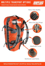 Ultimate Adventure Bag -1680D Heavy Duty Waterproof Travel Duffel Bags for Camping, Motorcycle Dry Bag, Waterproof Bags for Boating, Waterproof Duffle Backpack,Tactical Duffle Bag