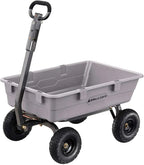 Heavy Duty Poly Utility Dump Wagon Garden Cart w/Pneumatic Tires, 6 Cu Ft - 1200 lb Capacity Outdoor Wheelbarrow for Yard, Landscaping & Gardening, Lawn Tractor or ATV Towable-Gorilla Carts
