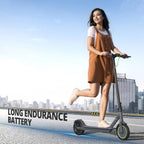Electric Scooter - 8.5" Solid Tires, 350W Motor, Up to 19 MPH and 21-23 Miles Long-Range Portable Foldable Commuting Scooter for Adults with Double Braking System and App