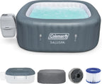 4 to 6 Person Inflatable Hot Tub Square Portable Outdoor Spa with 114 Soothing AirJets and Insulated Cover.