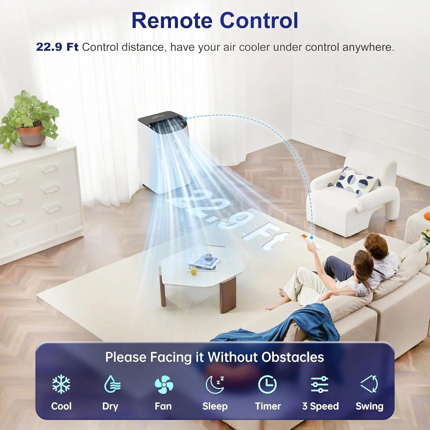 14000 BTU Portable Air Conditioners with Remote Control, 3-in-1 Free Standing Cooling AC Unit with Fan & Dehumidifier, Cools Room up to 700 sq.ft, Smart/Sleep Mode,3 Speed,Auto Swing,24H Timer