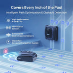 Cordless Robotic Pool Vacuum Cleaner, Smart Surface Parking, Double-Pass Waterline Scrubbing, Cleans Floor, Walls, and Waterline, Above & In-Ground Pools up to 3,230 sq.ft - Blue