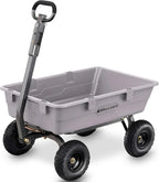 Heavy Duty Poly Utility Dump Wagon Garden Cart w/Pneumatic Tires, 6 Cu Ft - 1200 lb Capacity Outdoor Wheelbarrow for Yard, Landscaping & Gardening, Lawn Tractor or ATV Towable-Gorilla Carts