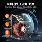 Drain Cleaner Machine 100FT x 1/2 Inch, Auto Feed Sewer Snake Auger on Wheels, 550W Portable Drain Cleaning Machine with 8 Cutters & Air-activated Foot Switch for 2" to 4" Pipes