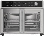 Air Fryer Toaster Oven Combo, 12 in 1 Countertop Convection Oven Cooks Food Fast, Fits a Whole Pizza or 6 Toast Slices, French Doors with Stainless Steel Finish.