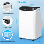 Portable Air Conditioner Cools Up to 700 Sq.Ft, 3-IN-1 Energy Efficient Portable AC Unit with Remote Control & Installation Kits for Large Room, Campervan, Office, Temporary Space