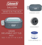 4 to 6 Person Inflatable Hot Tub Square Portable Outdoor Spa with 114 Soothing AirJets and Insulated Cover.