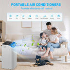 Portable Air Conditioner Cools Up to 700 Sq.Ft, 3-IN-1 Energy Efficient Portable AC Unit with Remote Control & Installation Kits for Large Room, Campervan, Office, Temporary Space
