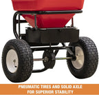 Walk Behind Push Spreader, 100lb Capacity, For Salt, Ice & Snow Melt, Included Grate & Cover With Enclosed Gearbox for Protection.