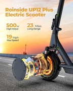 Electric Scooter - 8.5" Solid Tires, 350W Motor, Up to 19 MPH and 21-23 Miles Long-Range Portable Foldable Commuting Scooter for Adults with Double Braking System and App