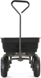 Heavy Duty Poly Utility Dump Wagon Garden Cart w/Pneumatic Tires, 6 Cu Ft - 1200 lb Capacity Outdoor Wheelbarrow for Yard, Landscaping & Gardening, Lawn Tractor or ATV Towable-Gorilla Carts
