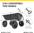 Heavy Duty Poly Utility Dump Wagon Garden Cart w/Pneumatic Tires, 6 Cu Ft - 1200 lb Capacity Outdoor Wheelbarrow for Yard, Landscaping & Gardening, Lawn Tractor or ATV Towable-Gorilla Carts